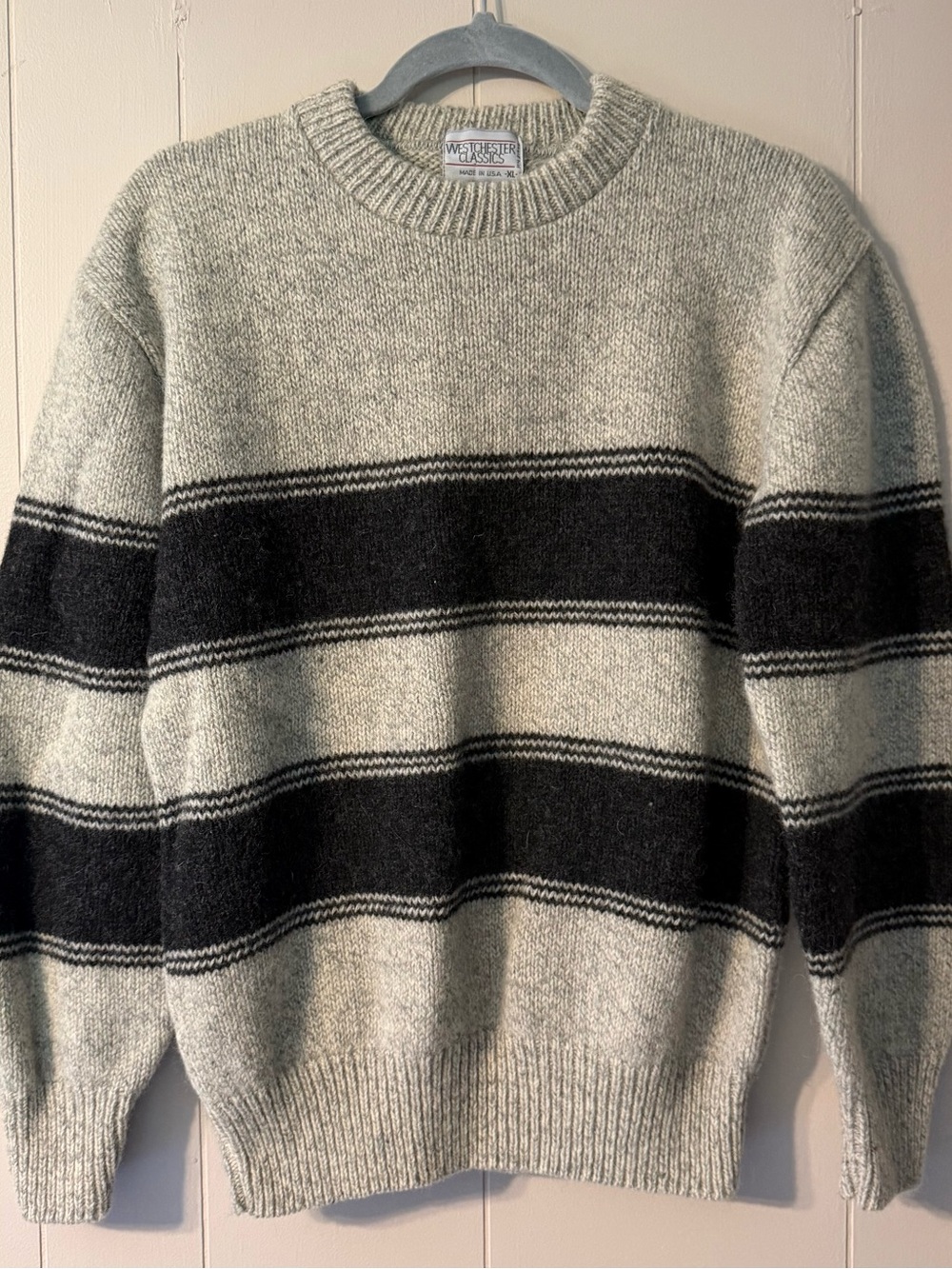 Vintage Westchester Classics Made in USA Wool Blend Striped Crewneck Sweater